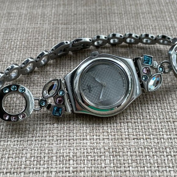 Swatch Ladies Wrist Watch SWISS AG Quartz Analog Multi color crystal Watch - Picture 6 of 12